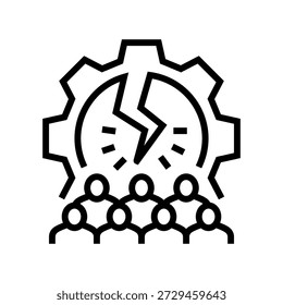 team conflicts startup line icon vector. team conflicts startup sign. isolated contour symbol black illustration