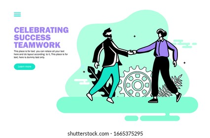 team congratulation, shake hand vector illustration