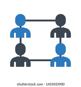 team connection glyph colour vector icon
