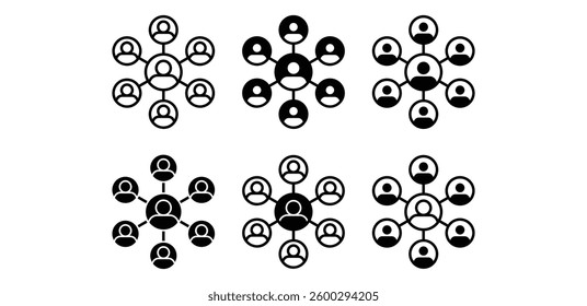 Team Connection Network Symbols Icons Vector Design Illustration Set