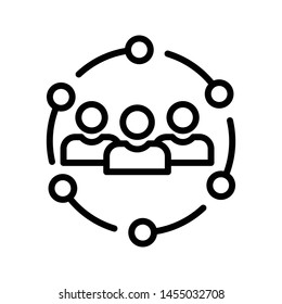 team connection thin line vector icon