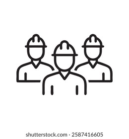 Team of Construction Workers Silhouettes, icons, logos, vector illustration