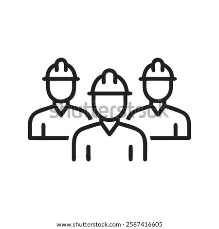 Team of Construction Workers Silhouettes, icons, logos, vector illustration