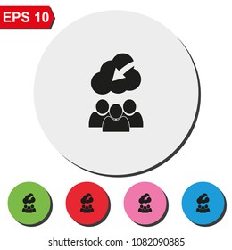 Team cooperation. Problem solving flat round colorful vector icon.