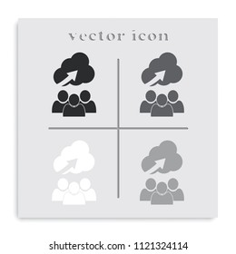 Team cooperation. Problem solving flat black and white vector icon.