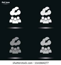 Team cooperation. Problem solving flat grayscale vector icon.
