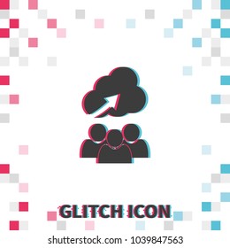Team cooperation. Problem solving  glitch effect vector icon.