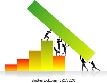 Team Cooperation Strength-Bar graph putting economic recovery growth