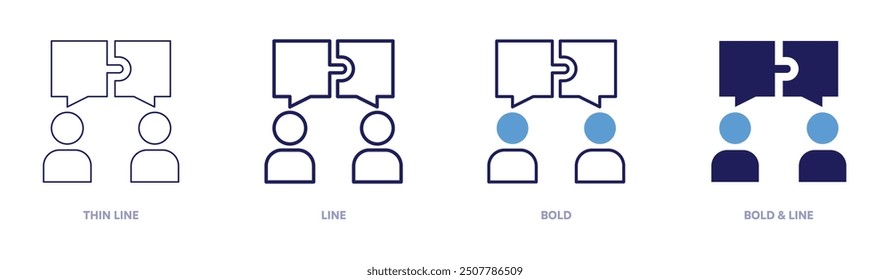 Team coordination icon in 4 different styles. Thin Line, Line, Bold, and Bold Line. Duotone style. Editable stroke.