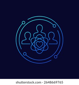 team core values icon with employees, linear design