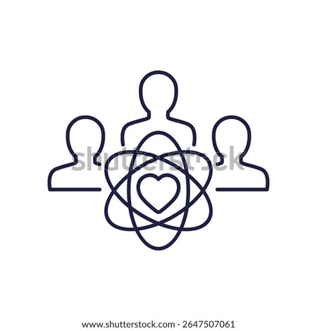 team core values line icon with employees