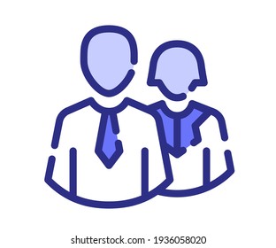 team couple consultant single isolated icon with dash or dashed line style