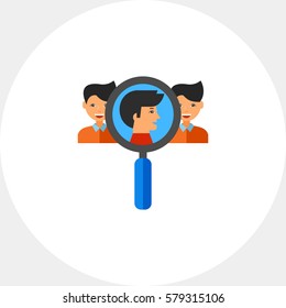 Team Creation Concept Icon with Magnifier