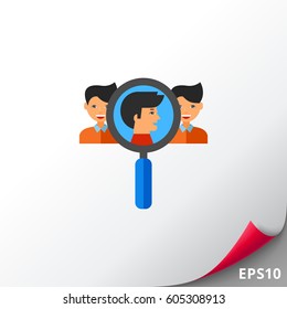 Team Creation Concept Icon with Magnifier