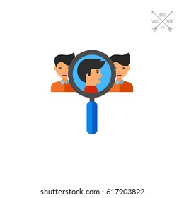 Team Creation Concept Icon with Magnifier
