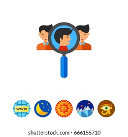 Team Creation Concept Icon with Magnifier
