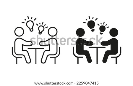 Team Creativity and Innovation Silhouette and Line Pictogram Set. Light Bulb Inspiration, Solution, Creative Idea Icon. Lightbulb Imagination Concept. Editable Stroke. Isolated Vector Illustration.