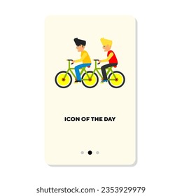 Team cycling flat vector icon. People cycling, racing isolated vector sign. Transport and activity concept. Vector illustration symbol elements for web design and apps