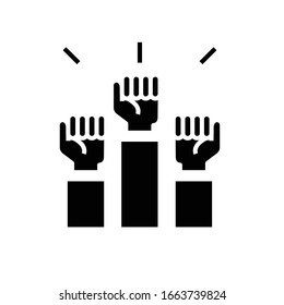 Team-Entscheidung schwarz Symbol, Concept-Illustration, Vektorillustration flach Symbol, Glyph-Zeichen.