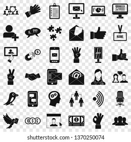 Team dialog icons set. Simple style of 36 team dialog vector icons for web for any design