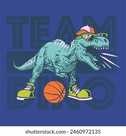 equipo dino jugando al baloncesto