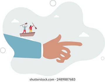 Team direction, business decision or leadership, guidance or strategy to achieve success, determination and inspiration concept.flat design.illustration with people.