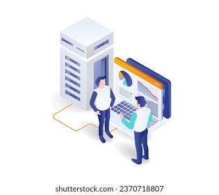 Das Team diskutiert die Unternehmensanalyse des Hosting-Servers