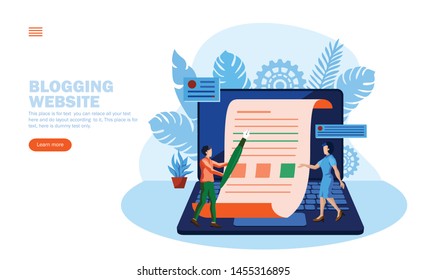 team discussing writing, blogging concept vector illustration