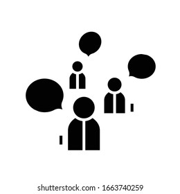 Team discussion black icon, concept illustration, vector flat symbol, glyph sign.