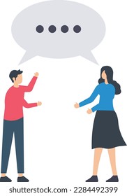 Team discussion, community or social feedback, communication or announcement dialog, team meeting concept, big speech bubbles concept, debate illustration
