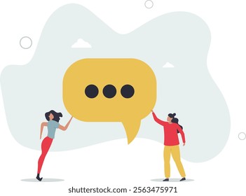 Team discussion, community or social feedback, communication or announcement dialog, team meeting concept.flat characters.