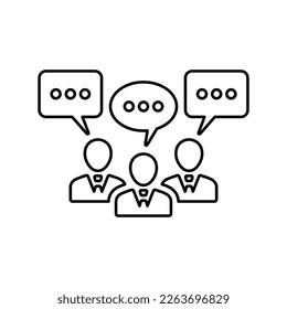 Team discussion icon. Vector illustration. Line symbol. 
