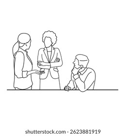 Reunião de Discussão em Equipe - Ilustração Mínima de Arte em Linha
