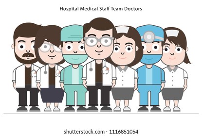 Team doctors and nurse and medical staff. vector illustration