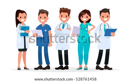 Team doctors on a white background. Vector illustration in  flat style