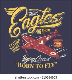 Team Eagles air show, artwork for boy t shirt, grunge effect in separate layer