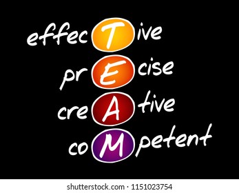 TEAM - Effective, Precise, Creative, Competent, acronym business concept