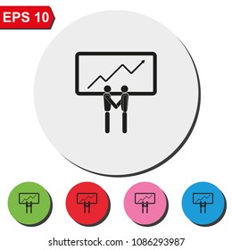 Team efficiency flat round colorful vector icon.