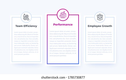 Team efficiency, Performance and Employee Growth banners with line icons