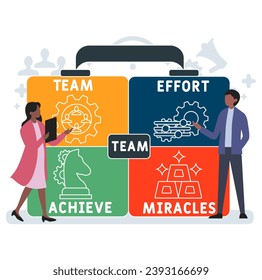 TEAM - Team Effort Achieve Miracles acronym. business concept background.  vector illustration concept with keywords and icons. lettering illustration with icons for web banner, flyer, landing