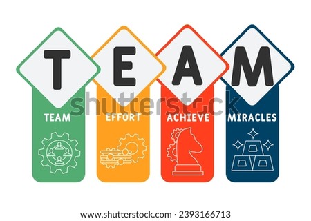 TEAM - Team Effort Achieve Miracles acronym. business concept background.  vector illustration concept with keywords and icons. lettering illustration with icons for web banner, flyer, landing