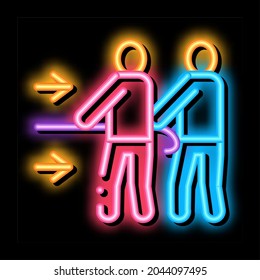 team efforts of people neon light sign vector. Glowing bright icon team efforts of people sign. transparent symbol illustration