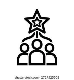 Team electing leader or star symbolizing choice and decision making