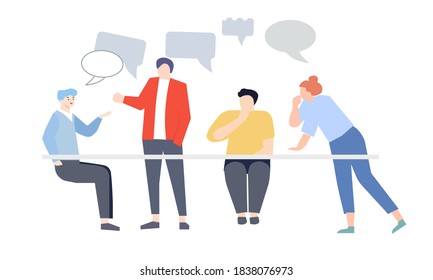 The team of employees discusses important issues, vector graphics