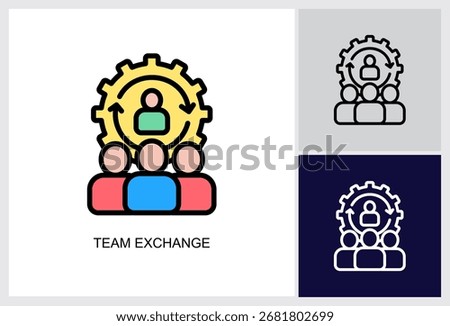 Team Exchange icon Multi Style Vector Illustration