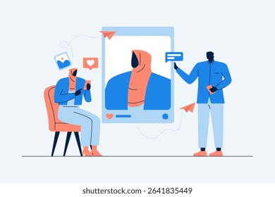 A team executing a social media marketing campaign using mobile phones and visual content