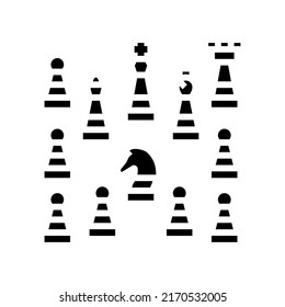 team figures of chess game glyph icon vector. team figures of chess game sign. isolated symbol illustration