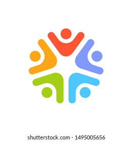 Team Five People Logo. Concept Of Group Of People Meeting Collaboration And Great Work