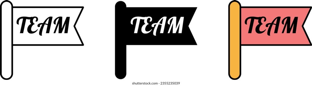 Team flag different style icons collection set. Line, glyph and filled outline colorful version, outline and filled sign. Vector ilustration