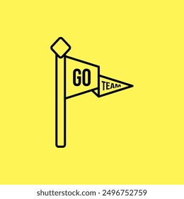 Icono de la bandera del equipo simple, Vector de línea aislado en fondo amarillo. Diseño moderno y de moda